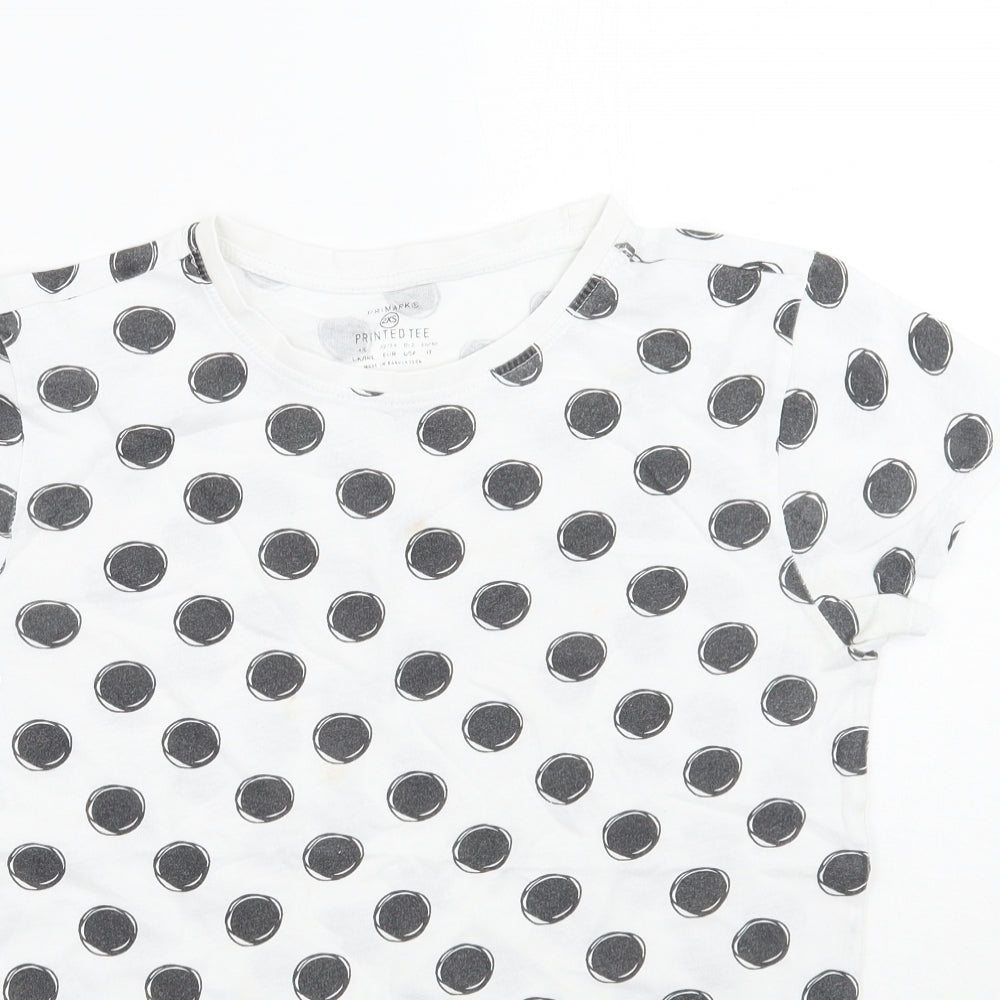 Primark Womens White Polka Dot  Basic T-Shirt Size 4