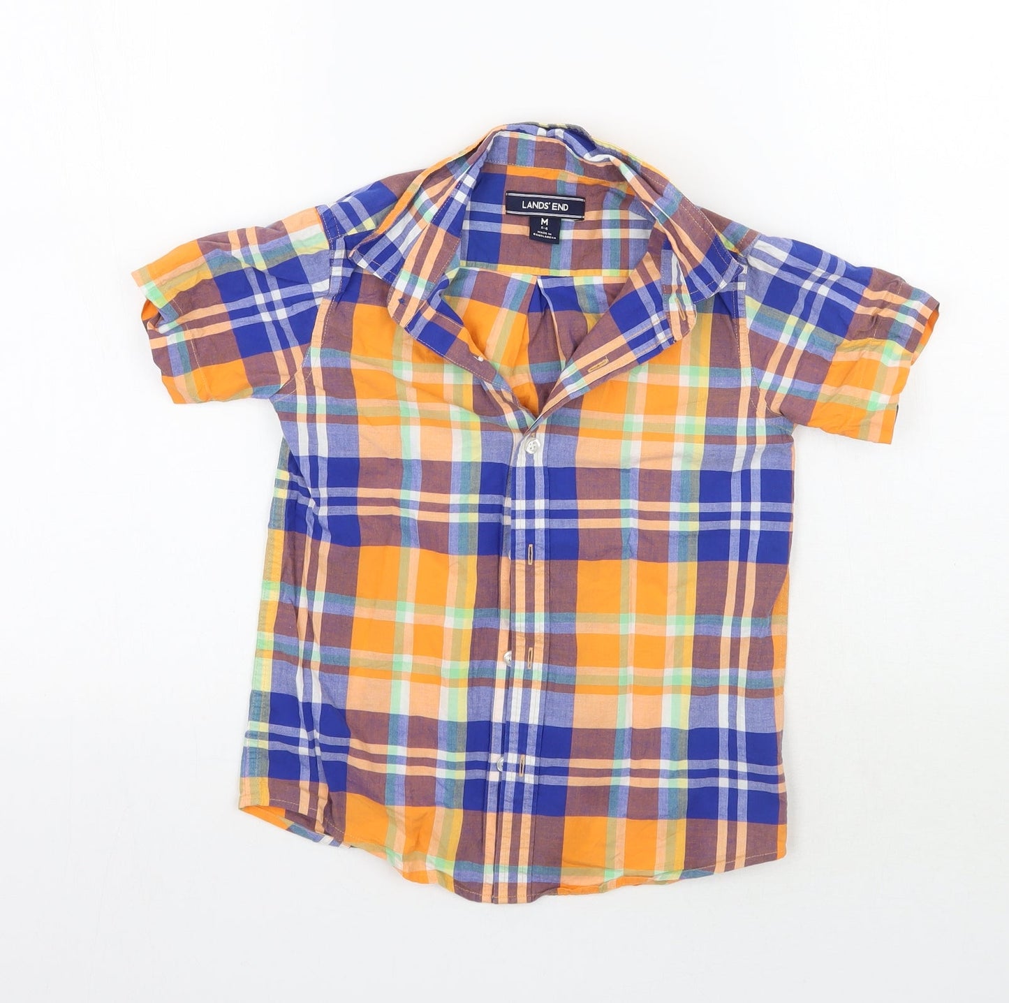 Lands ends Girls Orange Check  Basic Button-Up Size 6 Years