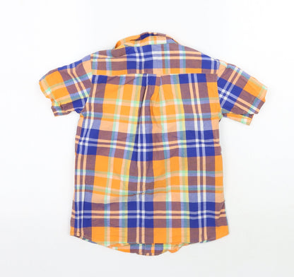 Lands ends Girls Orange Check  Basic Button-Up Size 6 Years