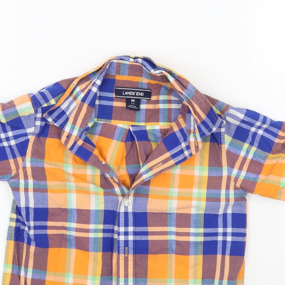 Lands ends Girls Orange Check  Basic Button-Up Size 6 Years