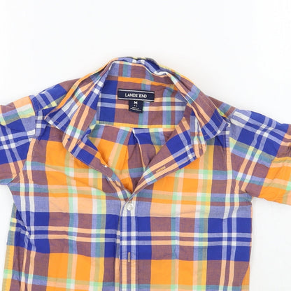 Lands ends Girls Orange Check  Basic Button-Up Size 6 Years