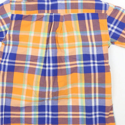 Lands ends Girls Orange Check  Basic Button-Up Size 6 Years