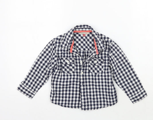 John Lewis Boys Blue Check  Basic Button-Up Size 12-18 Months