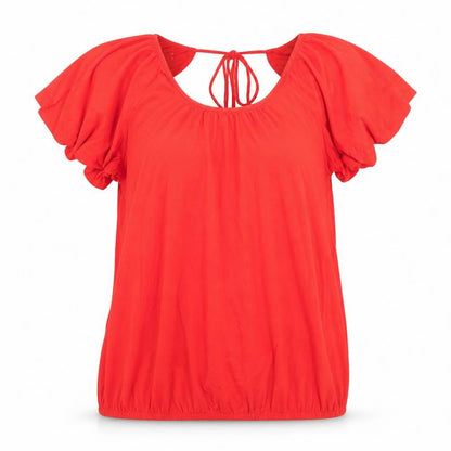 Front view of George women’s orange tunic t-shirt, size UK 12, - v back neck