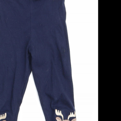Florence and Fred Girls Blue Animal Print   Pyjama Pants Size 5-6 Years  - Rudolph logo on knees