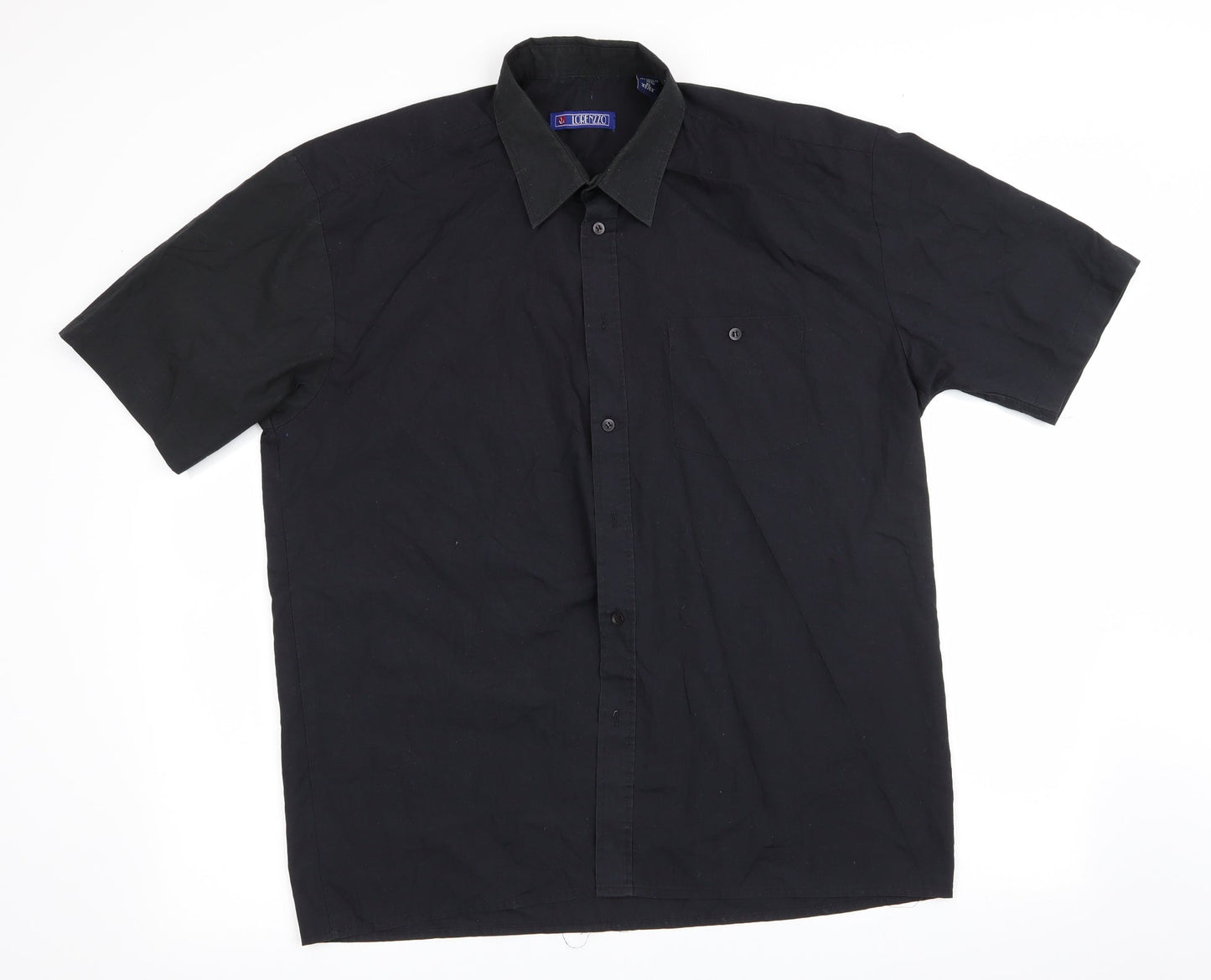 Mens UK Size XL Lorenzzo Black  Button-Up Short Sleeve Casual Shirt
