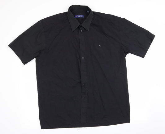 Mens UK Size XL Lorenzzo Black  Button-Up Short Sleeve Casual Shirt