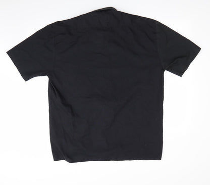 Mens UK Size XL Lorenzzo Black  Button-Up Short Sleeve Casual Shirt