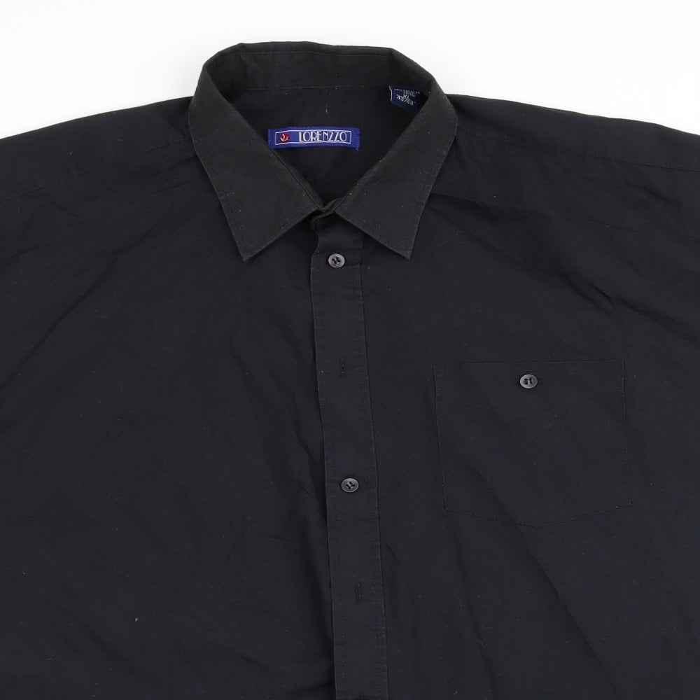 Mens UK Size XL Lorenzzo Black  Button-Up Short Sleeve Casual Shirt