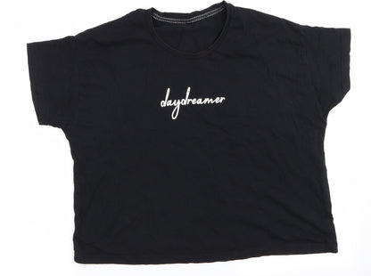 Additional front view of George women’s black solid pyjama top, size UK 8, - day dreamer