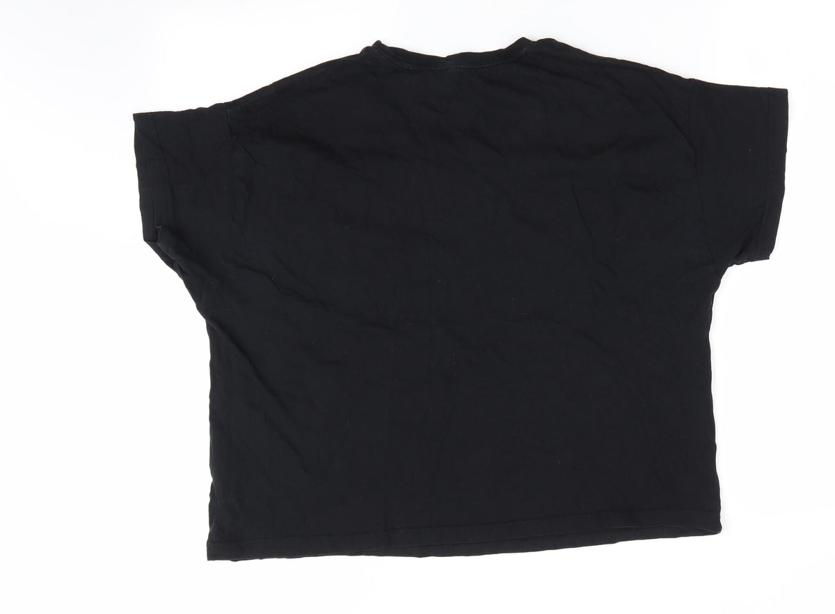 Back view of George women’s black solid pyjama top, size UK 8, - day dreamer