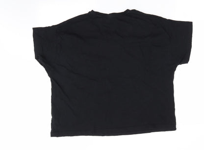 Back view of George women’s black solid pyjama top, size UK 8, - day dreamer