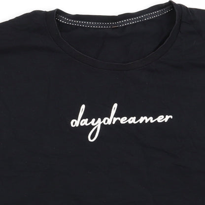 Close-up detail of George women’s black solid pyjama top, size UK 8, - day dreamer