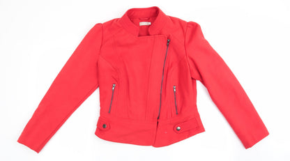 RIU Womens Orange   Bomber Jacket Coat Size 10  - Soft Felt like texture gathered shoulders
