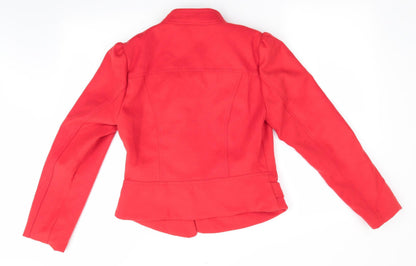 RIU Womens Orange   Bomber Jacket Coat Size 10  - Soft Felt like texture gathered shoulders