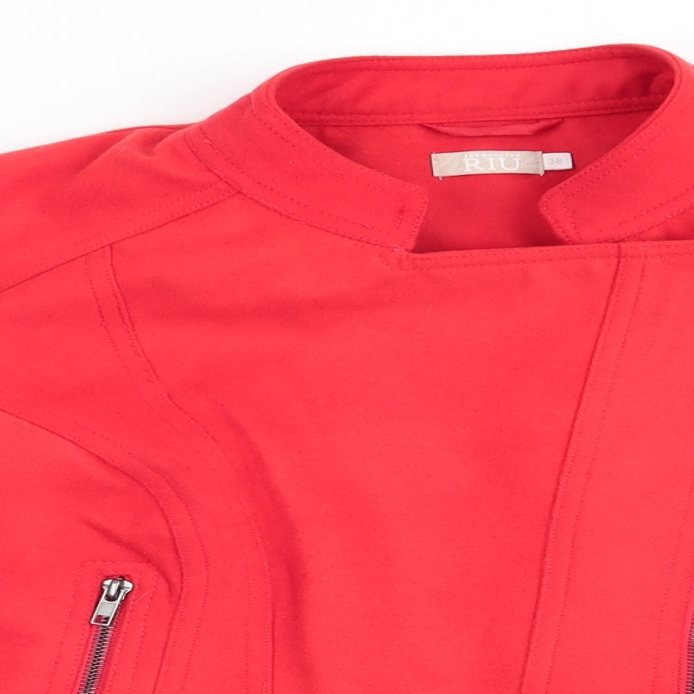 RIU Womens Orange   Bomber Jacket Coat Size 10  - Soft Felt like texture gathered shoulders