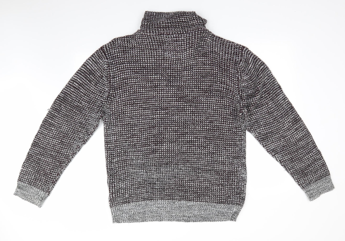 Brave Soul Mens Brown Houndstooth  Pullover Jumper   - High Cowl Type Neck with drawstring