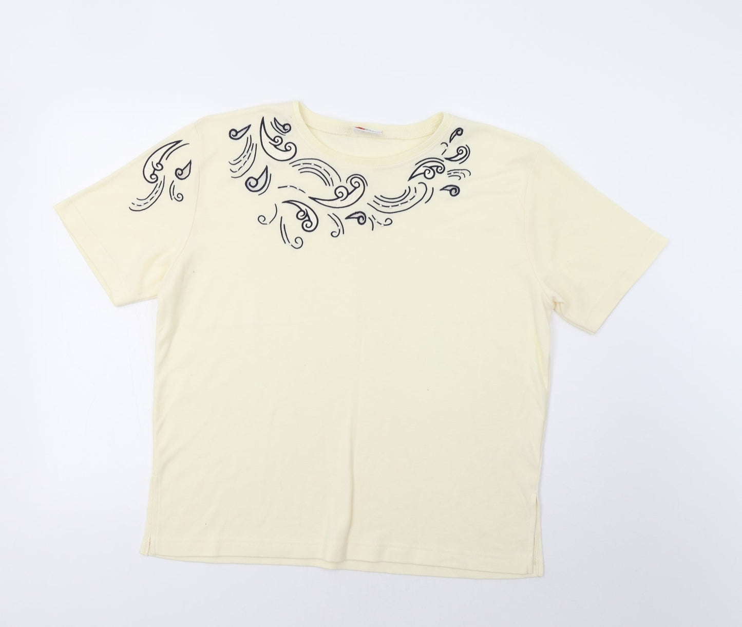 Womens UK Size L Poppy Beige Basic T-Shirt