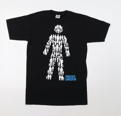 Mens UK Size S Fruit of the Loom Black  T-Shirt