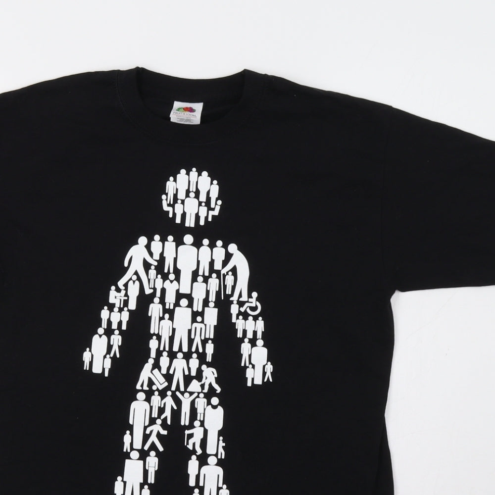 Mens UK Size S Fruit of the Loom Black  T-Shirt