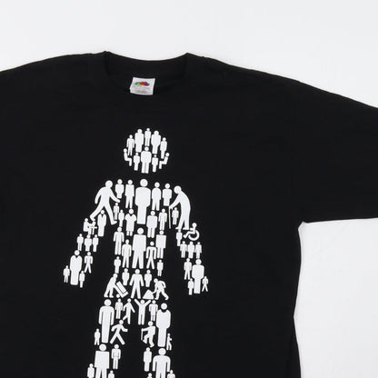 Mens UK Size S Fruit of the Loom Black  T-Shirt