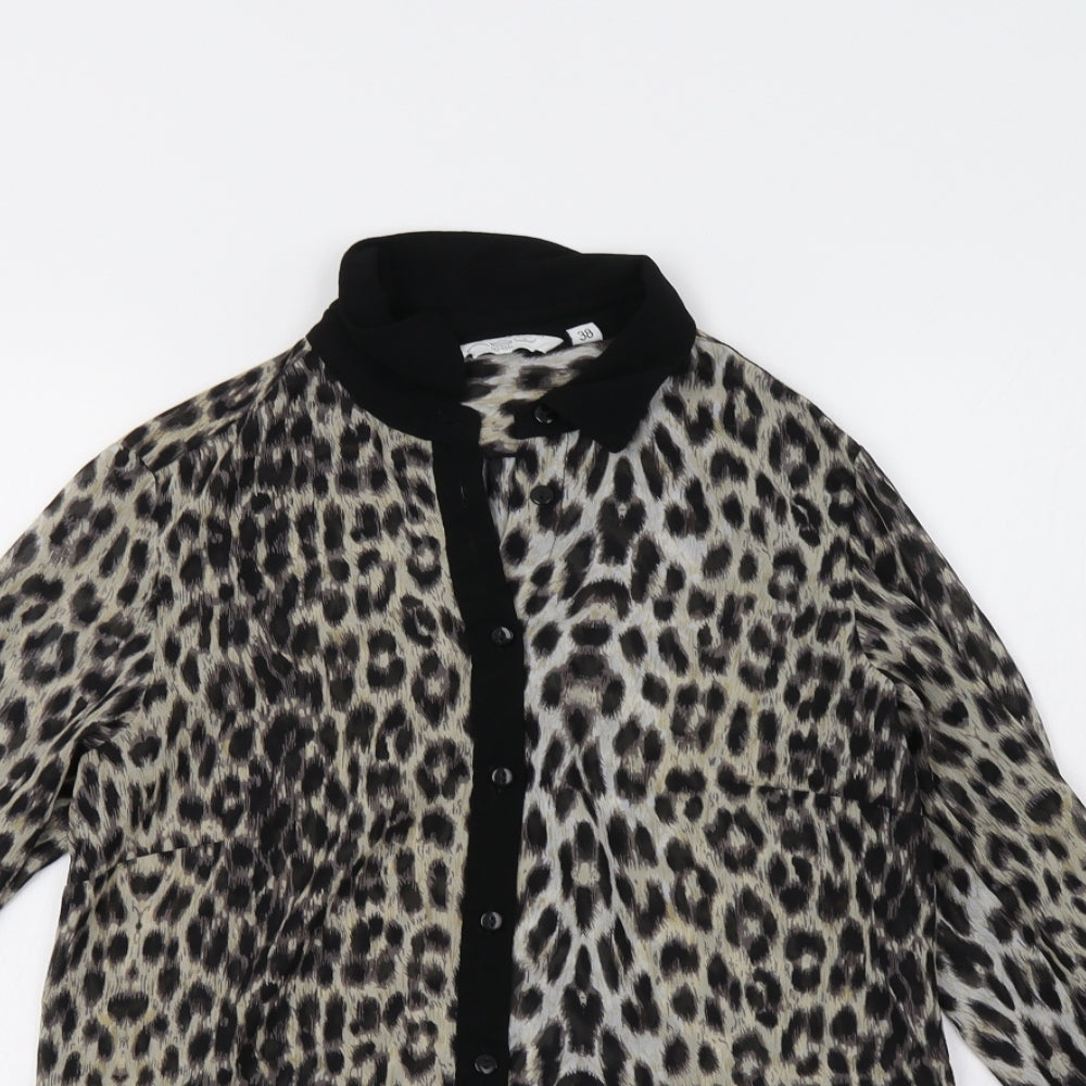 Womens UK Size 10 New Look Black Basic Button-Up