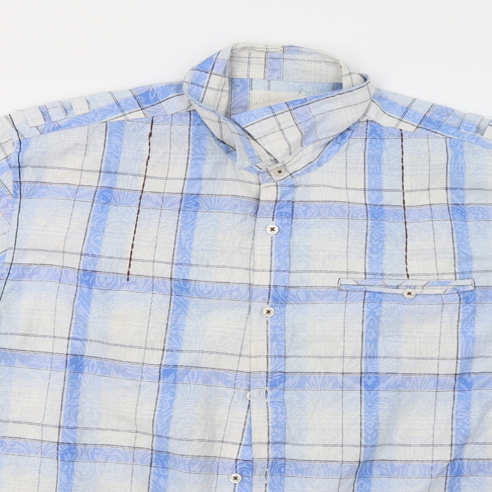 Urban Spirit Mens Blue Check   Button-Up Size XL