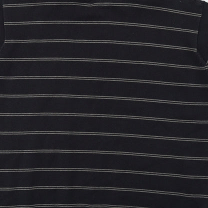 M&S Mens Black Striped   Polo Size L