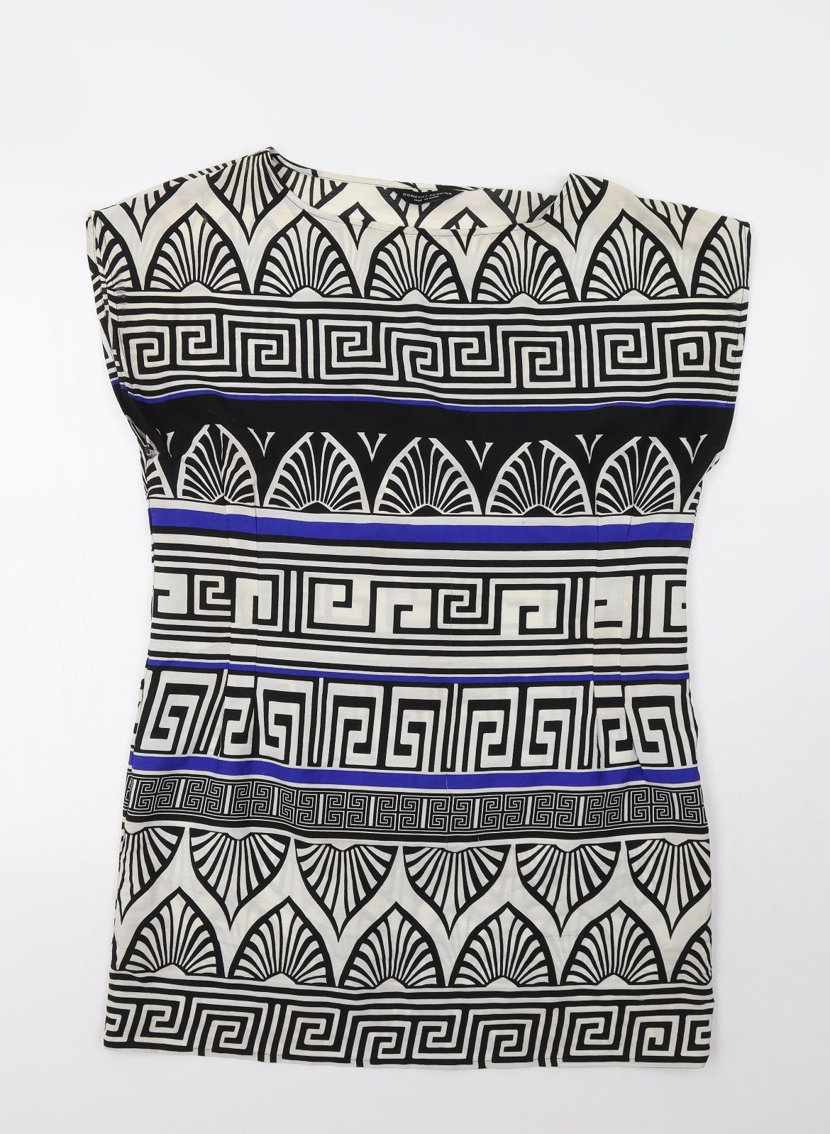 Dorothy Perkins Womens White Geometric  A-Line  Size 14