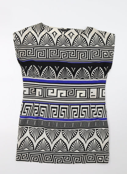 Dorothy Perkins Womens White Geometric  A-Line  Size 14