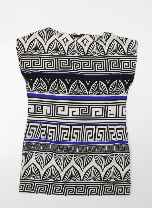 Dorothy Perkins Womens White Geometric  A-Line  Size 14