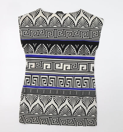 Dorothy Perkins Womens White Geometric  A-Line  Size 14