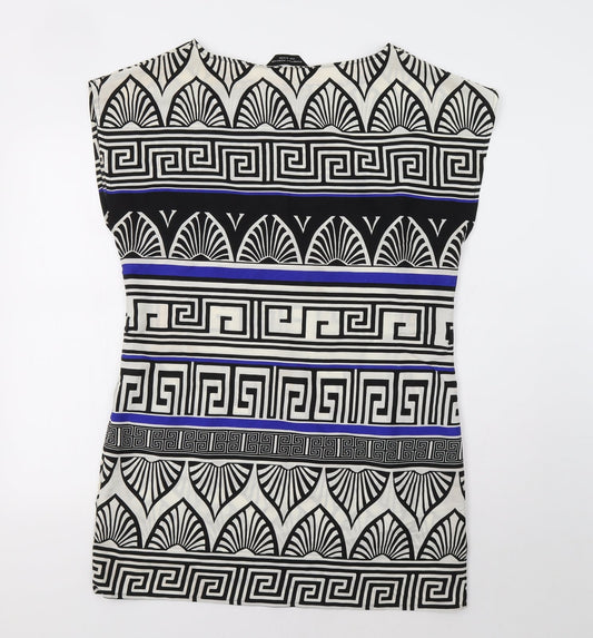 Dorothy Perkins Womens White Geometric  A-Line  Size 14