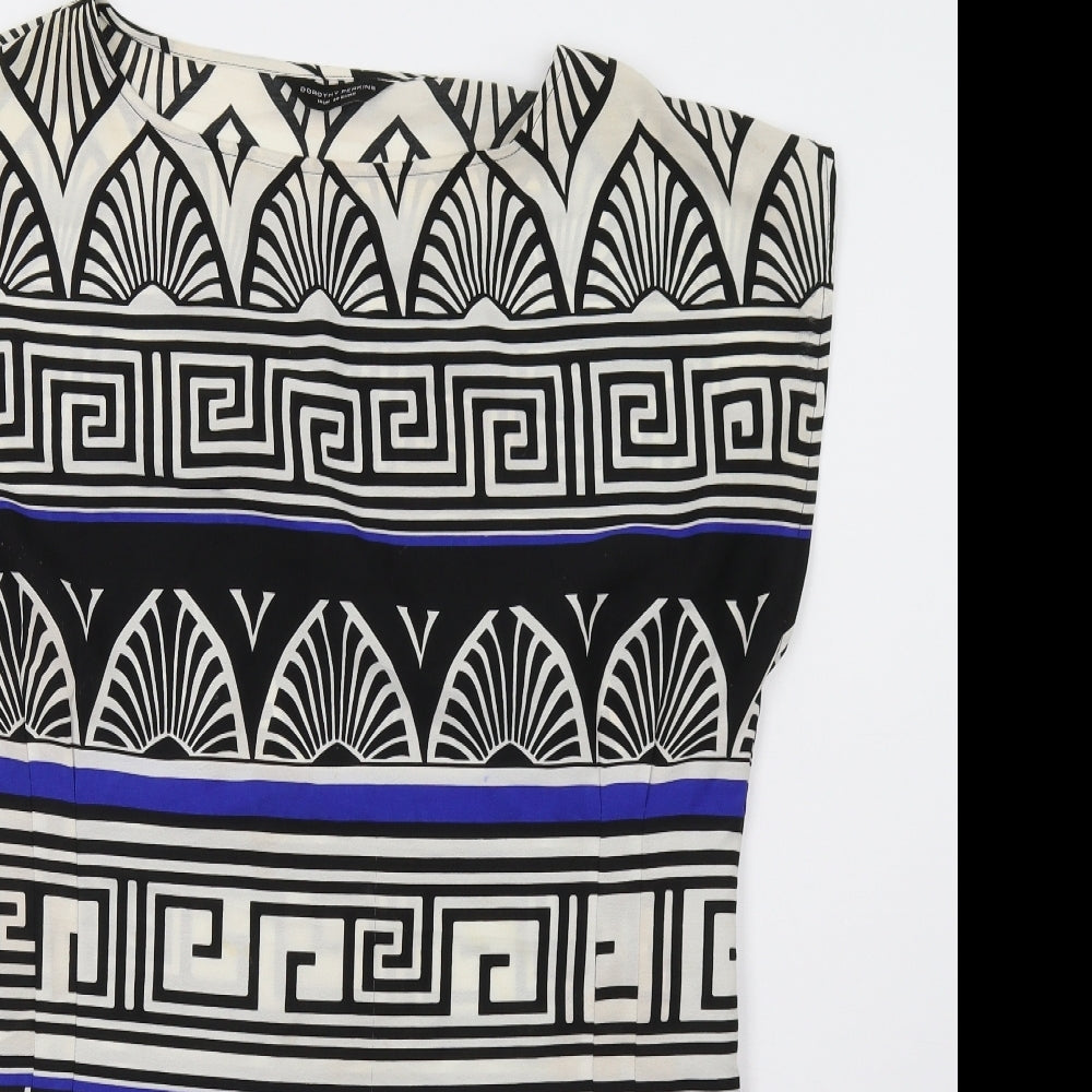 Dorothy Perkins Womens White Geometric  A-Line  Size 14