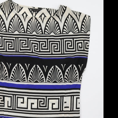 Dorothy Perkins Womens White Geometric  A-Line  Size 14