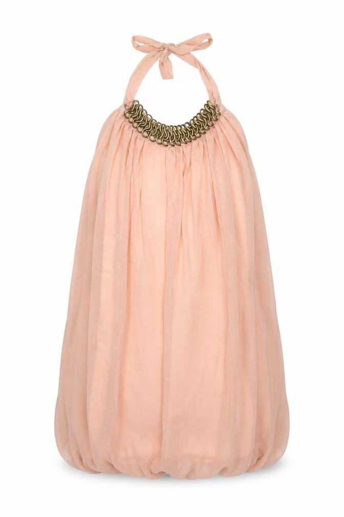 Front view of Fashion Union women’s pink tunic tank, size M, - embellished collar