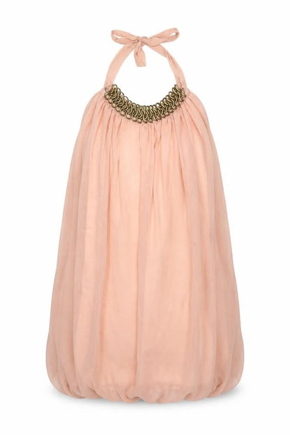 Front view of Fashion Union women’s pink tunic tank, size M, - embellished collar