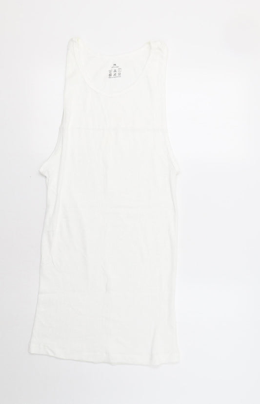 Womens UK Size XL Preworn White Basic Tank