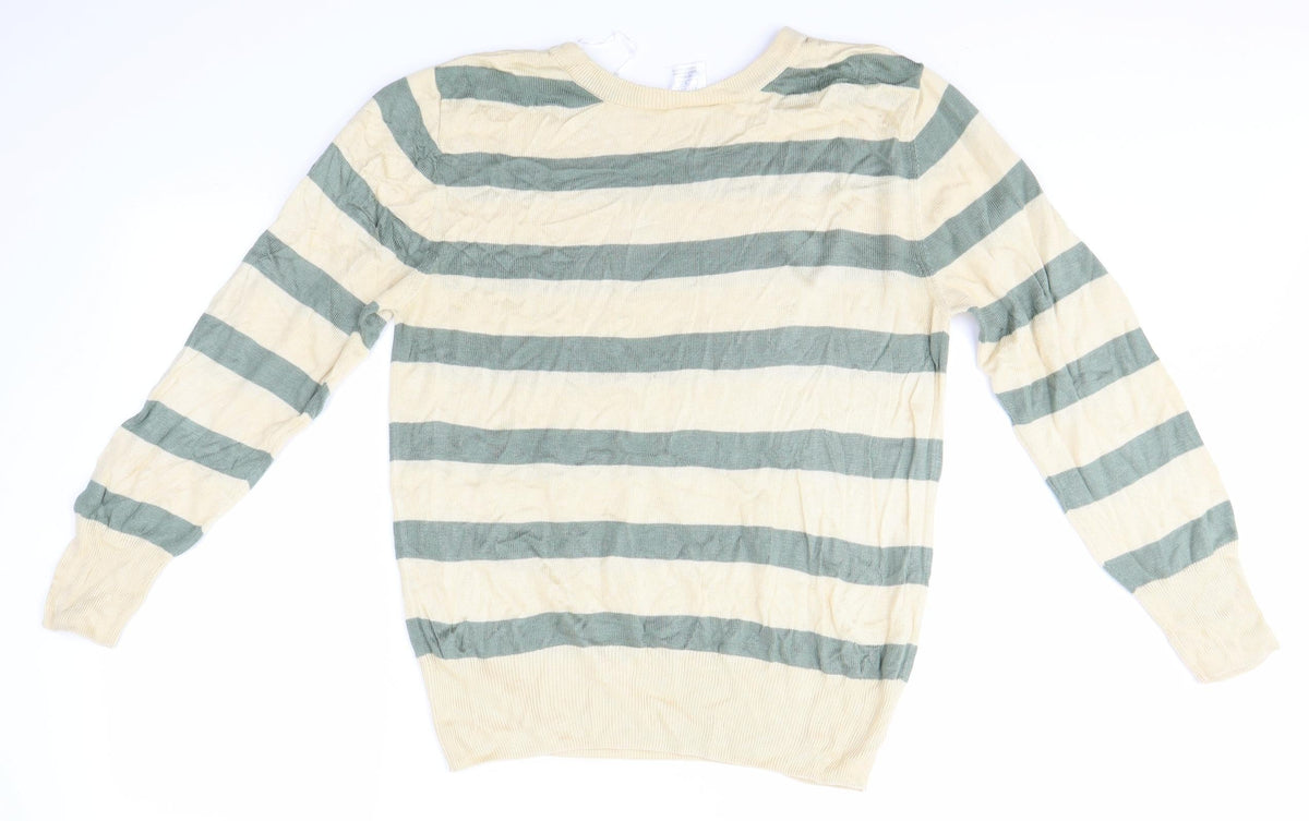 Back view of Mix men’s multicoloured striped jumper, size L