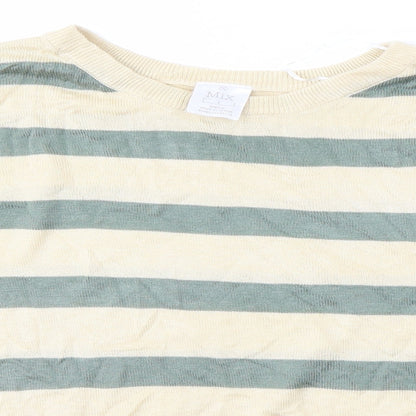 Close-up detail of Mix men’s multicoloured striped jumper, size L
