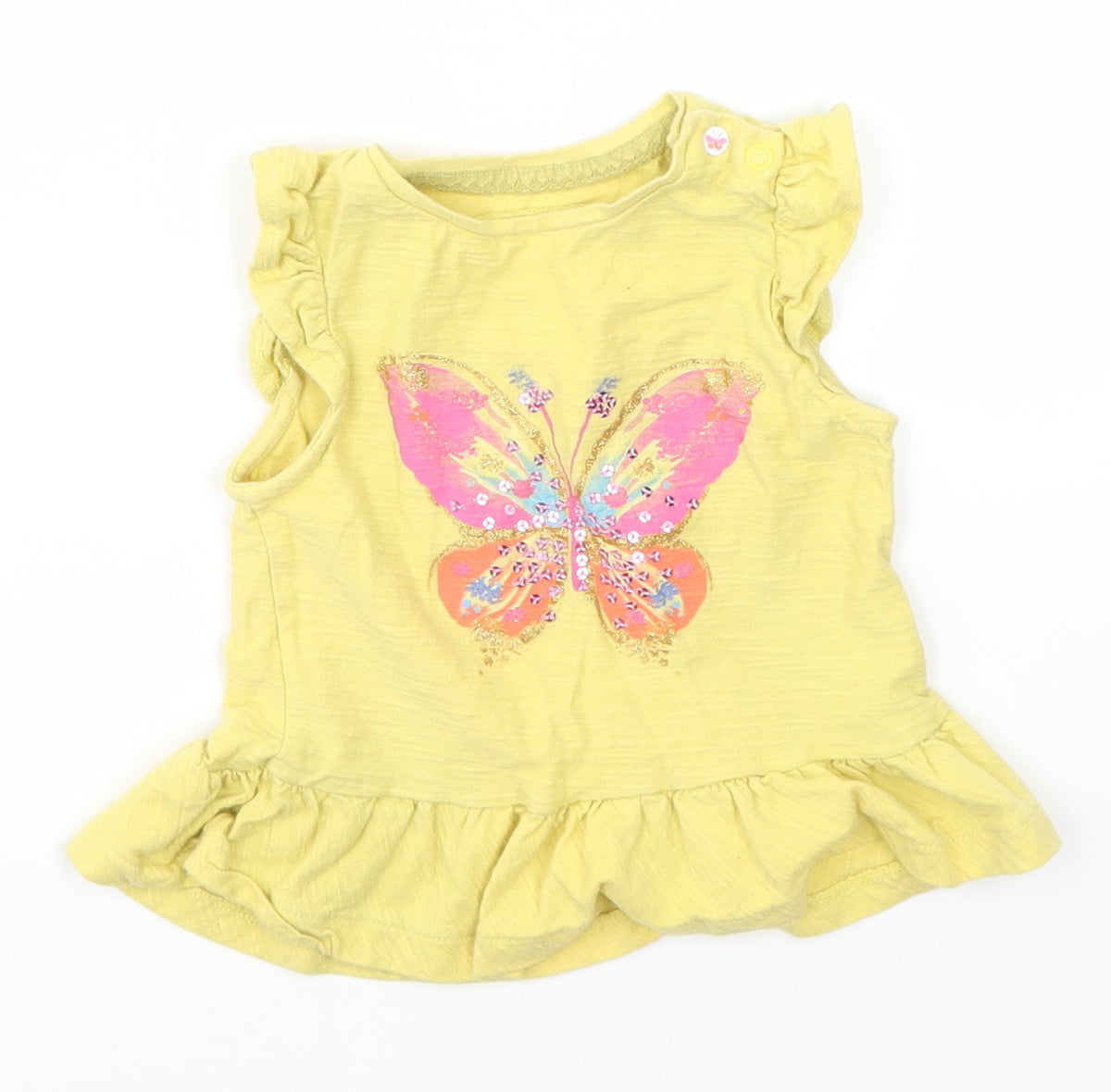 Additional front view of Mothercare Baby Yellow Basic Blouse, size 9-12, Months