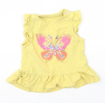 Additional front view of Mothercare Baby Yellow Basic Blouse, size 9-12, Months