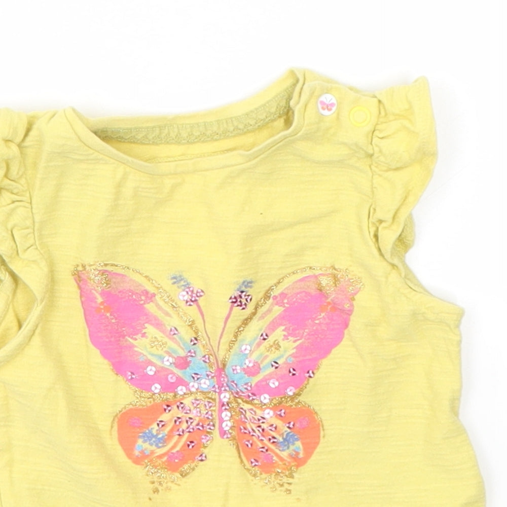 Close-up detail of Mothercare Baby Yellow Basic Blouse, size 9-12, Months