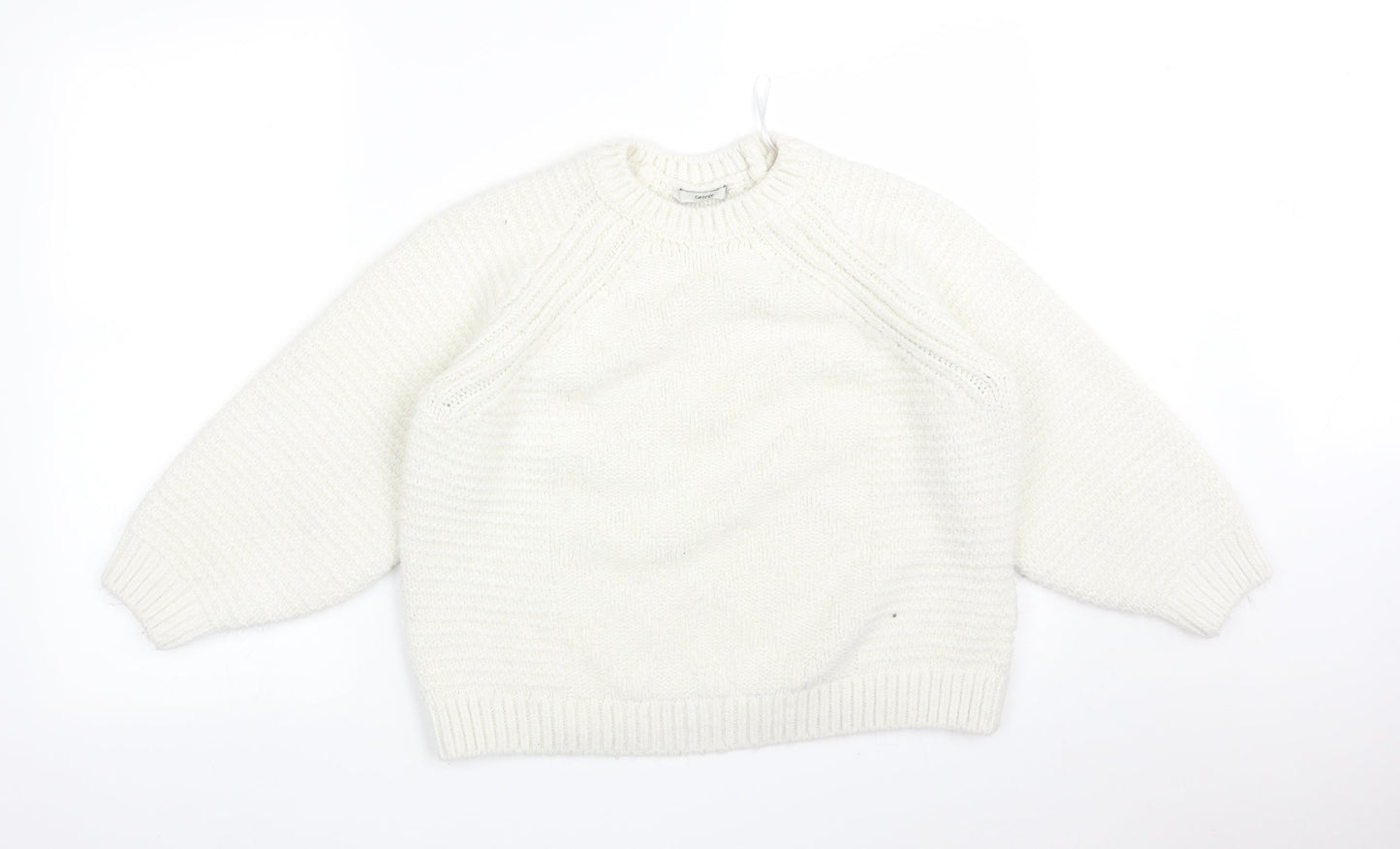 George Womens White Striped  Pullover Sweatshirt Size M