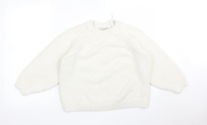 George Womens White Striped  Pullover Sweatshirt Size M