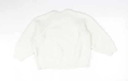 George Womens White Striped  Pullover Sweatshirt Size M