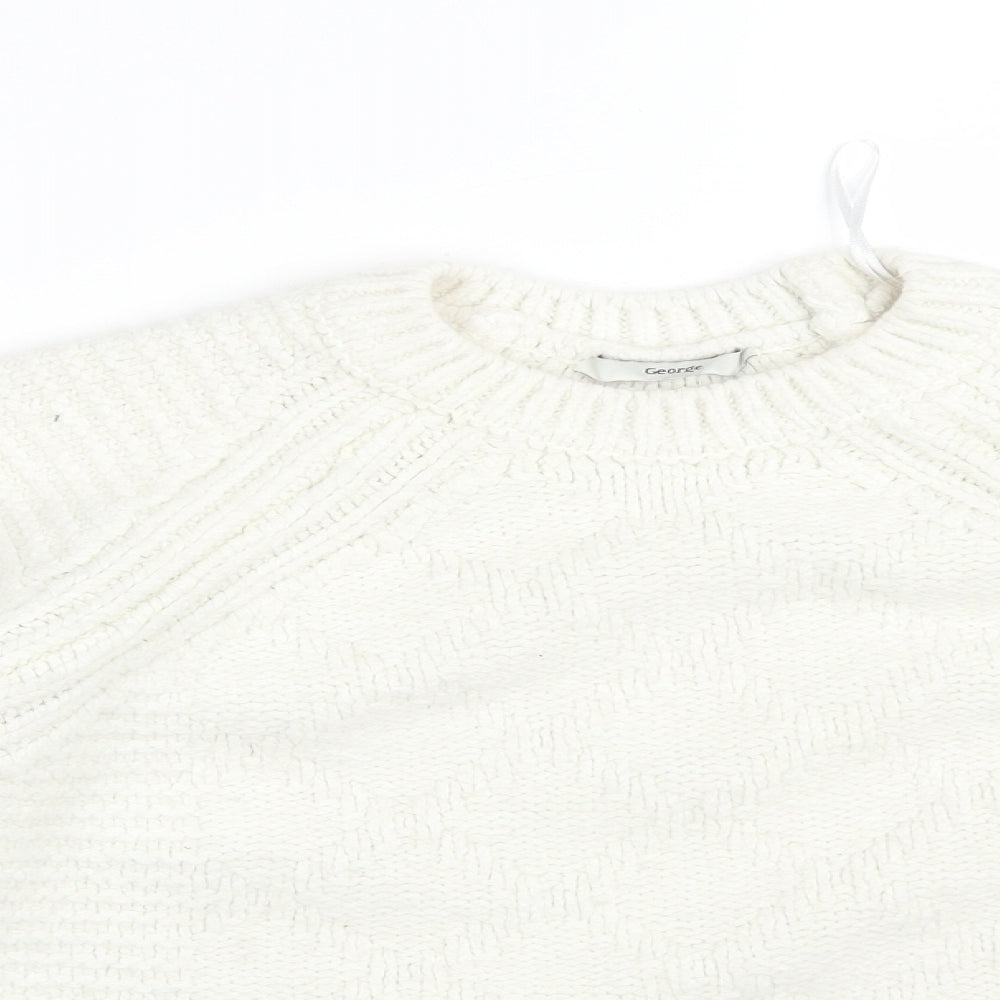 George Womens White Striped  Pullover Sweatshirt Size M