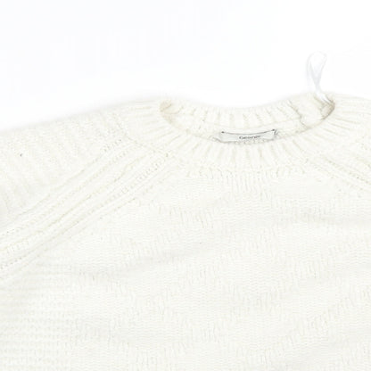 George Womens White Striped  Pullover Sweatshirt Size M