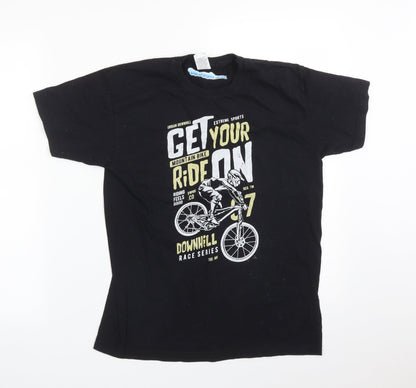 Fruit of the Loom Boys Black   Basic T-Shirt Size 12-13 Years  - MOUNTAIN BIKE