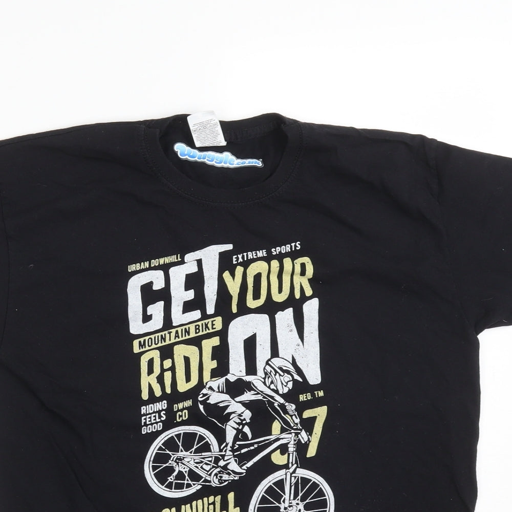 Fruit of the Loom Boys Black   Basic T-Shirt Size 12-13 Years  - MOUNTAIN BIKE